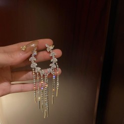 silver Olives branch earrings Korea temperament diamond tassel earring fashion..