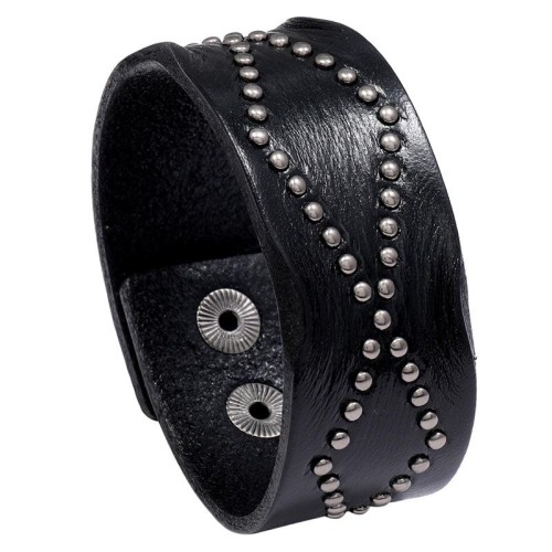 occidental style personality trend punk wind Cowhide bracelet retro Rivet width leather bangle
