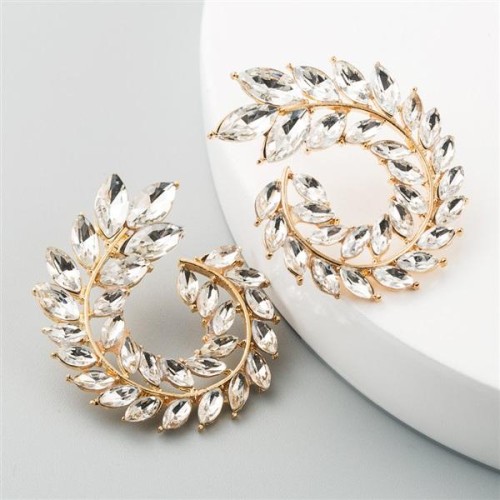occidental style heart-shaped Alloy embed colorful diamond retro temperament exaggerating earrings woman Korean 