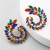occidental style heart-shaped Alloy embed colorful diamond retro temperament exaggerating earrings woman Korean 