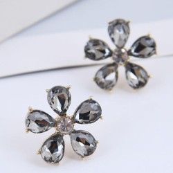 Korean style fashion  concise luxurious gem flowers personality temperament ea..