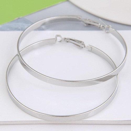 60*4mm  Korean style fashion Metal concise surface personality buckle ear stud circle