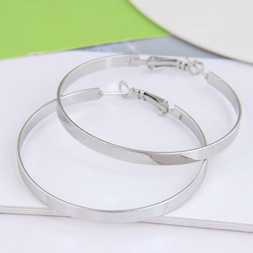 50*4mm  Korean style fashion Metal concise surface personality buckle ear stud circle