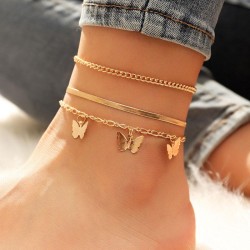 occidental style fashion Metal three butterfly snake chain three Anklet