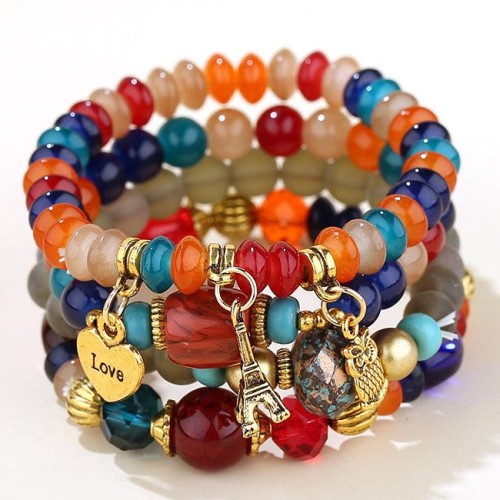 occidental style trend  concise all-Purpose Metal more pendant pendant  candy multilayer fashion temperament bracelet