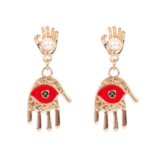 occidental style wind retro Alloy embed Pearl color eyes earrings   fashion Earring woman F