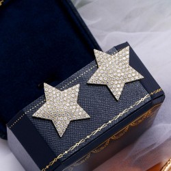 occidental style fashion Metal flash diamond Five-pointed star temperament ear..