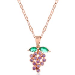 fine  Korean style fashion bronze embed zircon grape personality necklace
