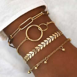 occidental style fashion Metal all-Purpose samll gold four bracelet