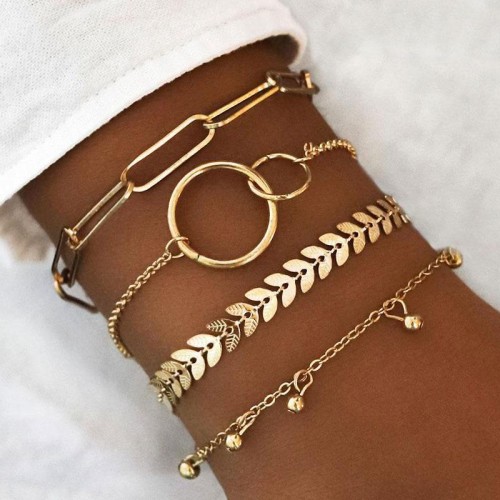 occidental style fashion Metal all-Purpose samll gold four bracelet