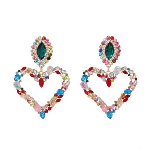 occidental style exaggerating heart-shaped diamond earrings woman fashion temperament ear stud geometryearrings