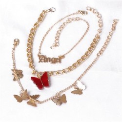 occidental style  butterfly brief Anklet woman personality creative three neck..