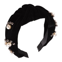 occidental style retro velvet Pearl Headbandins fashion temperament width