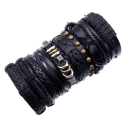 occidental style retro weaveDIY set Cowhide bracelet brief multilayer man leat..