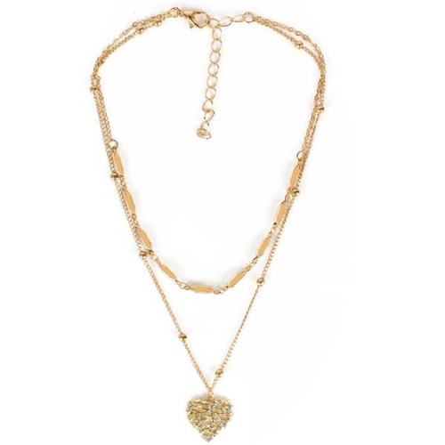 occidental style Alloy love pendant Double layer woman  personality fashion gold chain necklace woman