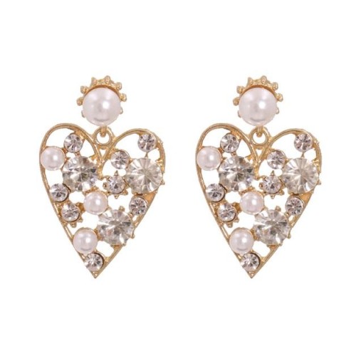 occidental style exaggerating heart-shaped Pearl earrings fashion Street Snap woman flowers earring personality
