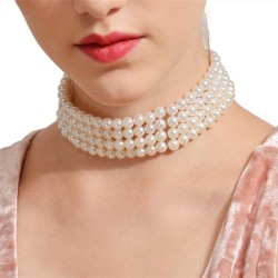 occidental style row multilayer Pearl chain beads clavicle chain