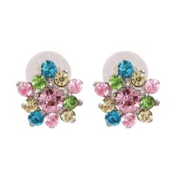 Korean style fashion small fresh ear stud flowers crystal diamond ear stud per..
