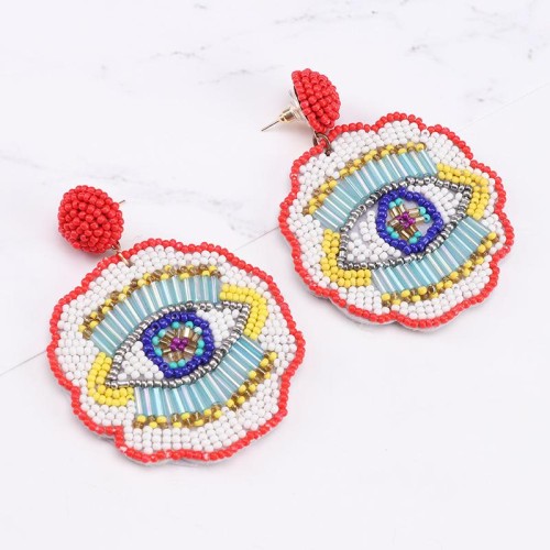 beads ear stud  Bohemia ethnic style color exaggerating personality creative Earring