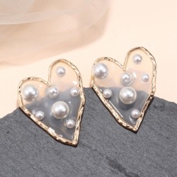 same style earrings Japan and Korea personality exaggerating love transparent ..