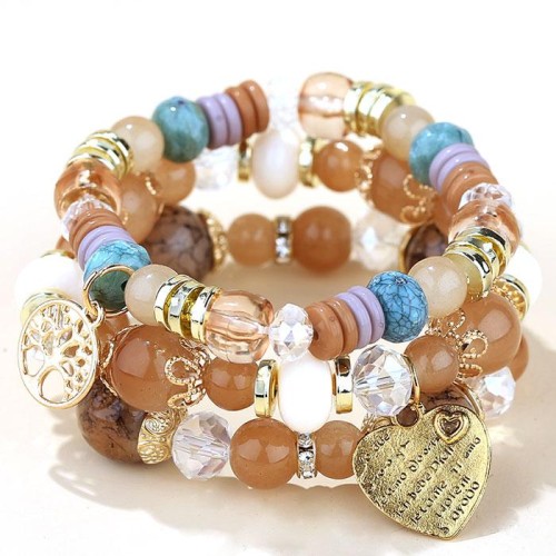 occidental style trend  concise all-Purpose Metal Peach heart Life tree candy multilayer temperament bracelet