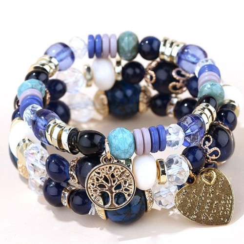 occidental style trend  concise all-Purpose Metal Peach heart Life tree candy multilayer temperament bracelet