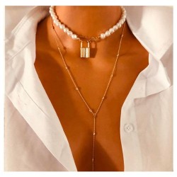 personality exaggerating long style Pearl beads chain necklace woman  occident..