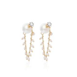 Korea big Pearl earrings woman high long style tassel Rhinestone super adies e..