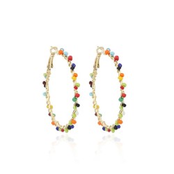  wind personality exaggerating big circle earrings woman temperament beads lon..