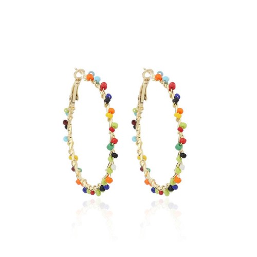  wind personality exaggerating big circle earrings woman temperament beads long style earring Koreains arring