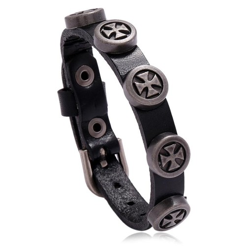    retro man Cowhide bracelet  punk wind cross