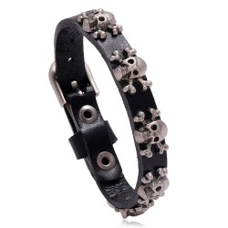 occidental style skull punk wind Cowhide bracelet brief man