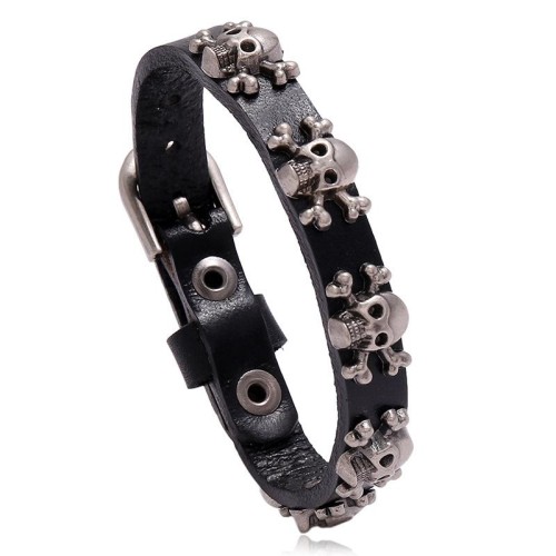 occidental style skull punk wind Cowhide bracelet brief man