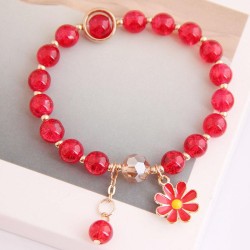 Korean style fashion   brief daisy pendant  crystal beads fashion woman bracel..