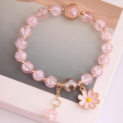 Korean style fashion   brief daisy pendant  crystal beads fashion woman bracel..