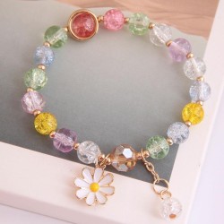 Korean style fashion   brief daisy pendant  crystal beads fashion woman bracel..