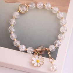 Korean style fashion   brief daisy pendant  crystal beads fashion woman bracel..