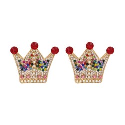 occidental style personality crown woman ear stud diamond earrings temperament..