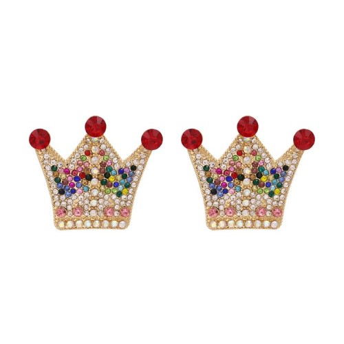 occidental style personality crown woman ear stud diamond earrings temperament all-Purpose