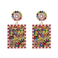 occidental style retro square diamond earrings Bohemia exaggerating personalit..