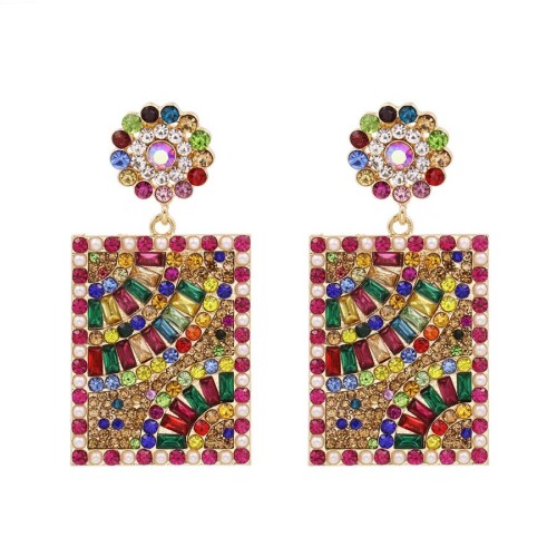 occidental style retro square diamond earrings Bohemia exaggerating personality earring earringserring