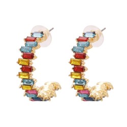 occidental style exaggerating Acrylic diamond geometry fully-jewelled earrings..