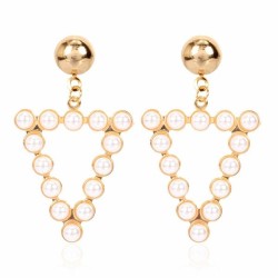 brief personality geometry Alloy diamond embed Pearl earrings occidental style..