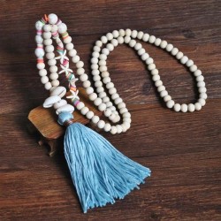  Bohemia handmade ethnic style beads tassel necklace woman Shells starfish win..
