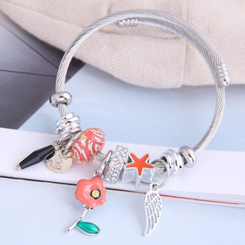 occidental style fashion  Metal all-PurposeD concise flowers  wings more elements personality bangle