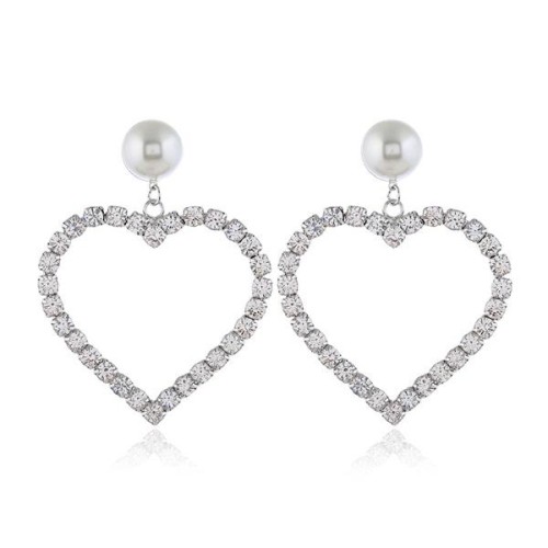 occidental style heart-shaped lady fashion brief Alloy diamond imitate Pearl earrings