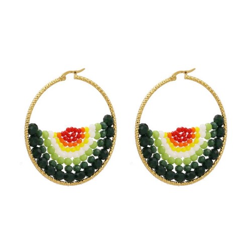 Bohemian style series fashion beads earrings pure handmade beads twining color lady ear stud