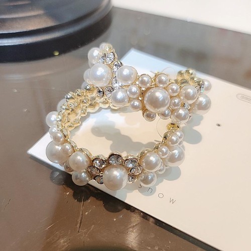 silver all-Purpose temperament Pearl circle earrings woman temperament occidental style per
