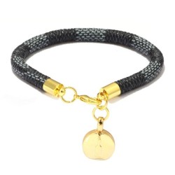 PU Stripe leather bracelet bronze buckle gold plated Round Mini samll bag