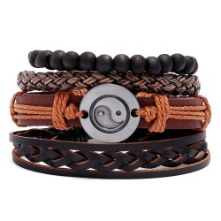 fashiondiy weave Cowhide bracelet gossip man bracelet
